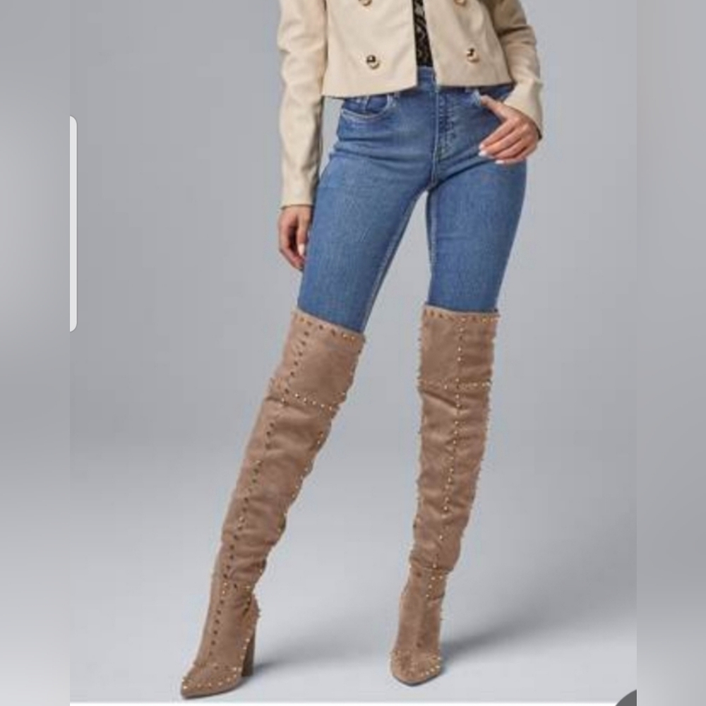 Studded Over the Knee Taupe Boots. Venus Brand / Size 7   Brand New!